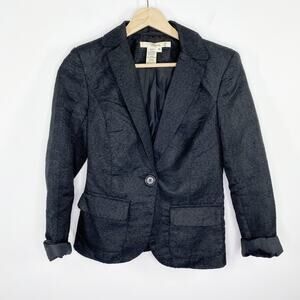 Studio M Black One Button Notch Lapel Blazer Jacket Women's Size X-Small XS